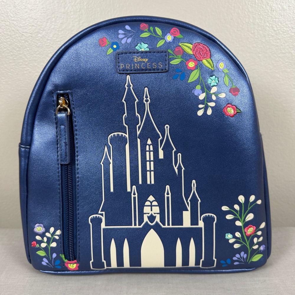 Disney Princess Mini Backpack‎ Navy Blue Castle Floral NEW